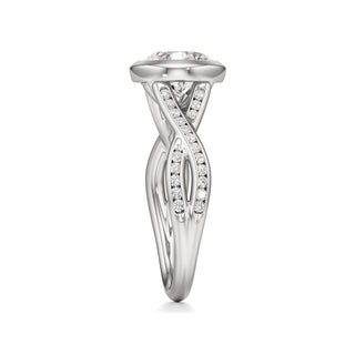 Twist Channel Set Bezel Emerald Engagement Ring