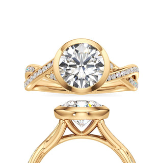 Twist Channel Set Bezel Marquise Engagement Ring