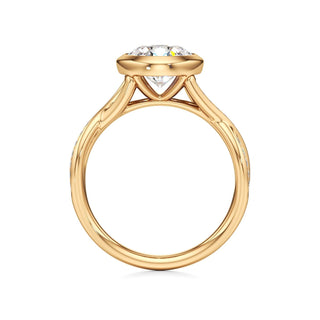 Twist Channel Set Bezel Emerald Engagement Ring
