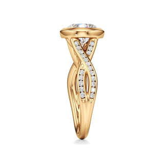 Twist Channel Set Bezel Emerald Engagement Ring
