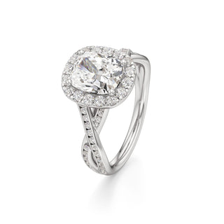 Twist Channel Set Halo Oval Engagement Ring