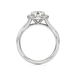 Twist Channel Set Halo Oval Engagement Ring