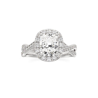 Twist Channel Set Halo Oval Engagement Ring
