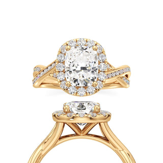 Twist Channel Set Halo Marquise Engagement Ring