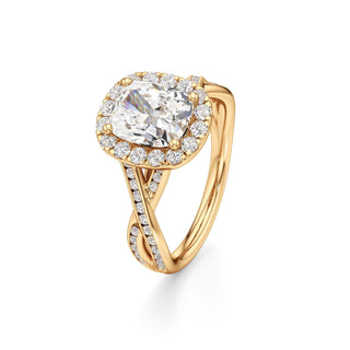 Twist Channel Set Halo Oval Engagement Ring