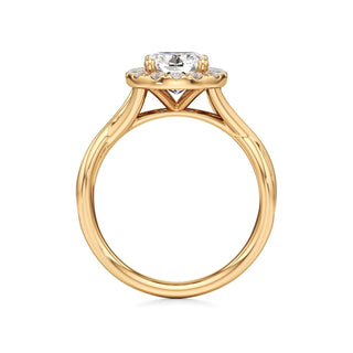 Twist Channel Set Halo Oval Engagement Ring