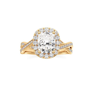 Twist Channel Set Halo Oval Engagement Ring