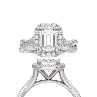 Twist Channel Set Halo Marquise Engagement Ring
