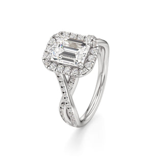 Twist Channel Set Halo Oval Engagement Ring