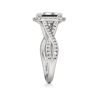 Twist Channel Set Halo Oval Engagement Ring
