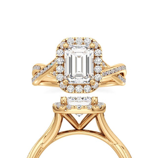 Twist Channel Set Halo Marquise Engagement Ring