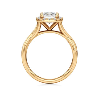 Twist Channel Set Halo Oval Engagement Ring