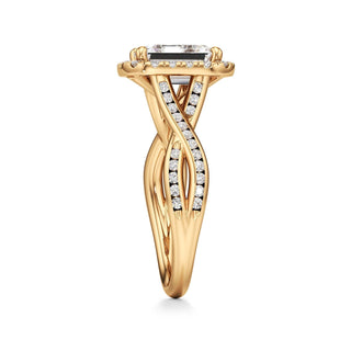 Twist Channel Set Halo Oval Engagement Ring