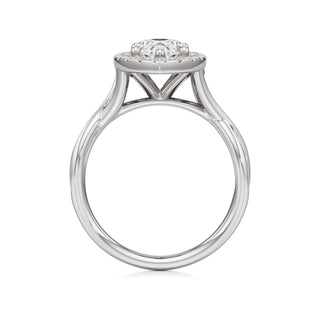 Twist Channel Set Halo Oval Engagement Ring