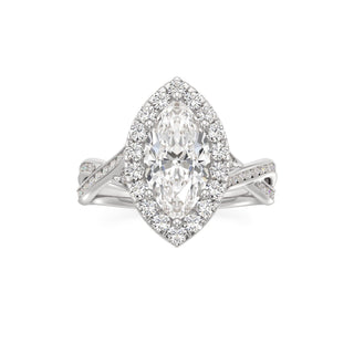 Twist Channel Set Halo Oval Engagement Ring