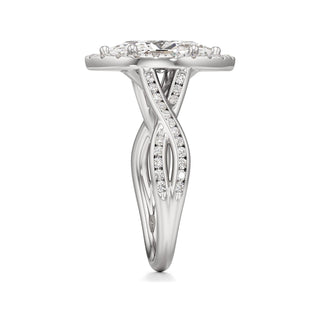 Twist Channel Set Halo Oval Engagement Ring