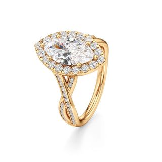 Twist Channel Set Halo Oval Engagement Ring