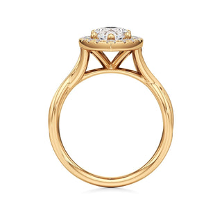 Twist Channel Set Halo Oval Engagement Ring