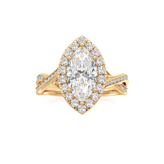 Twist Channel Set Halo Oval Engagement Ring