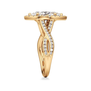 Twist Channel Set Halo Oval Engagement Ring