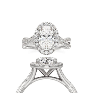 Twist Channel Set Halo Marquise Engagement Ring