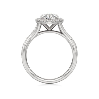 Twist Channel Set Halo Oval Engagement Ring
