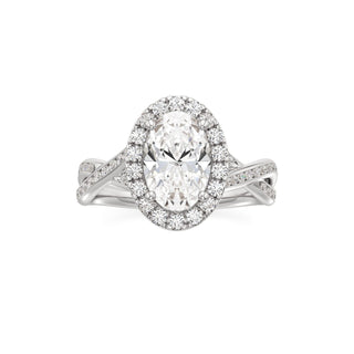 Twist Channel Set Halo Oval Engagement Ring