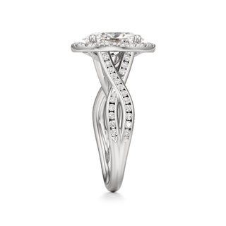 Twist Channel Set Halo Oval Engagement Ring