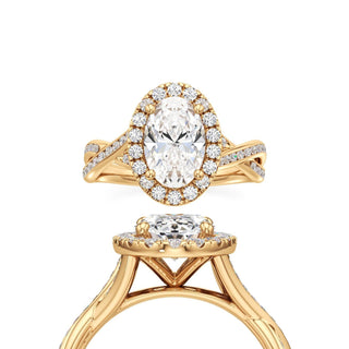 Twist Channel Set Halo Marquise Engagement Ring