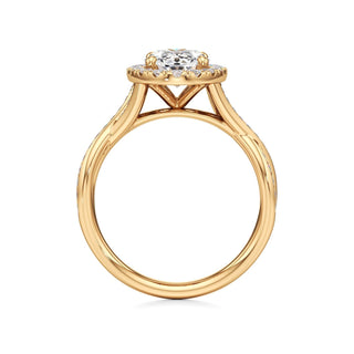 Twist Channel Set Halo Oval Engagement Ring