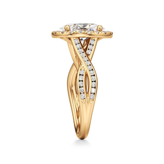 Twist Channel Set Halo Oval Engagement Ring
