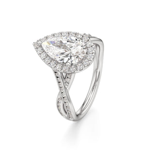 Twist Channel Set Halo Oval Engagement Ring