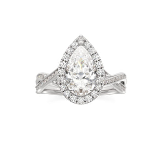 Twist Channel Set Halo Oval Engagement Ring