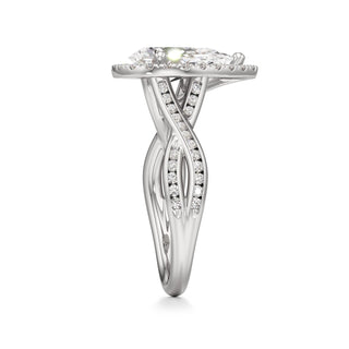 Twist Channel Set Halo Oval Engagement Ring