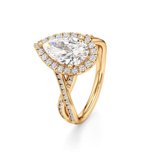 Twist Channel Set Halo Oval Engagement Ring