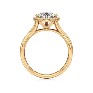 Twist Channel Set Halo Oval Engagement Ring
