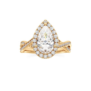 Twist Channel Set Halo Oval Engagement Ring