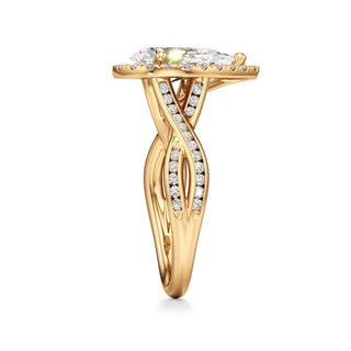 Twist Channel Set Halo Oval Engagement Ring