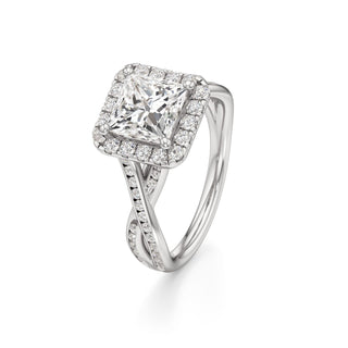 Twist Channel Set Halo Oval Engagement Ring