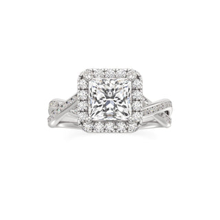 Twist Channel Set Halo Oval Engagement Ring