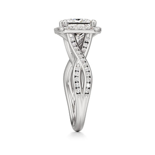 Twist Channel Set Halo Oval Engagement Ring