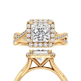 Twist Channel Set Halo Marquise Engagement Ring
