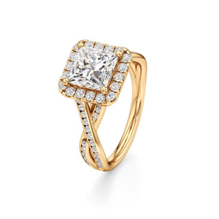 Twist Channel Set Halo Oval Engagement Ring