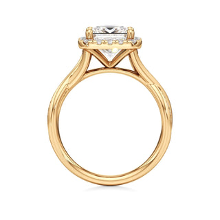Twist Channel Set Halo Oval Engagement Ring