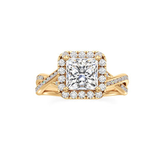 Twist Channel Set Halo Oval Engagement Ring