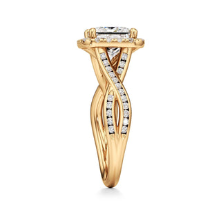 Twist Channel Set Halo Oval Engagement Ring