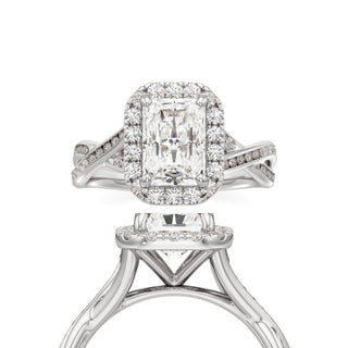 Twist Channel Set Halo Marquise Engagement Ring