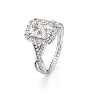 Twist Channel Set Halo Oval Engagement Ring
