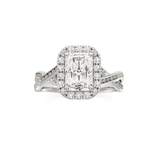 Twist Channel Set Halo Oval Engagement Ring