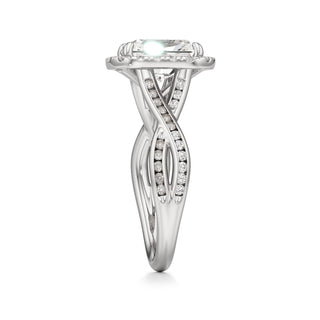 Twist Channel Set Halo Oval Engagement Ring